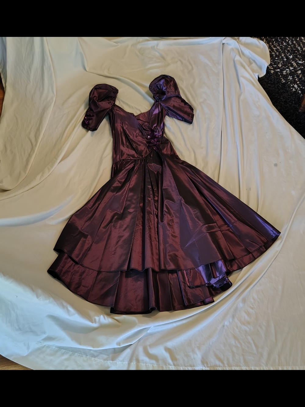 Ladies Small Vintage '80S Sequin Puff Sleeve Party Prom Dress